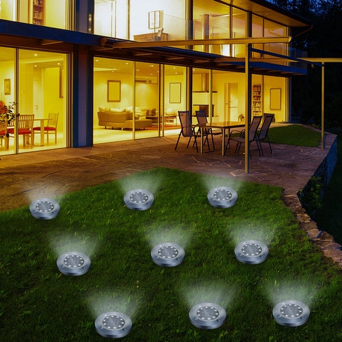 4/8 LEDs Solar Powered Buried Light Outdoor Pathway Garden Decking