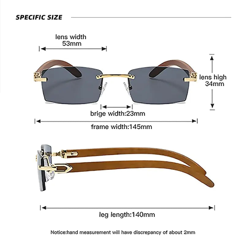 Rectangle Fashion Rimless Sunglasses