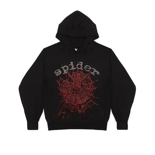 Hip-Hop Web Spider Rhinestone Hoodie