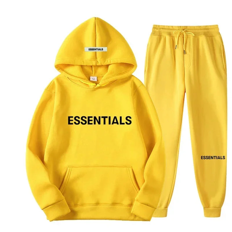 Y2K Essentials Autumn Winter Men Women Hooded Sweatshirt Suit Cotton Couple Jogging Sweatshirts Oversized Streetwear Tracksuit